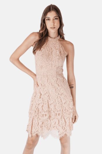 Vestido de Renda Rose Bordado