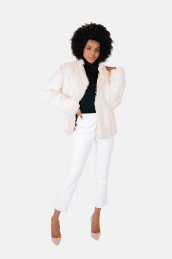 Casaco Feminino Off White Pele de Coelho