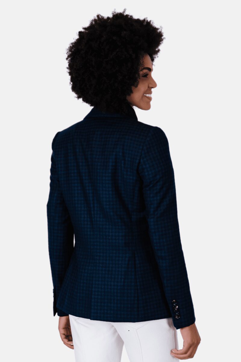Blazer Feminino Massino Dutti Xadrez Azul Escuro - Imagem 3