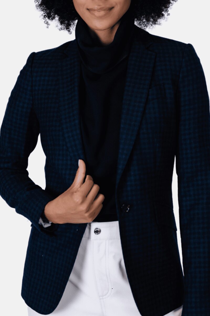Blazer Feminino Massino Dutti Xadrez Azul Escuro - Imagem 6