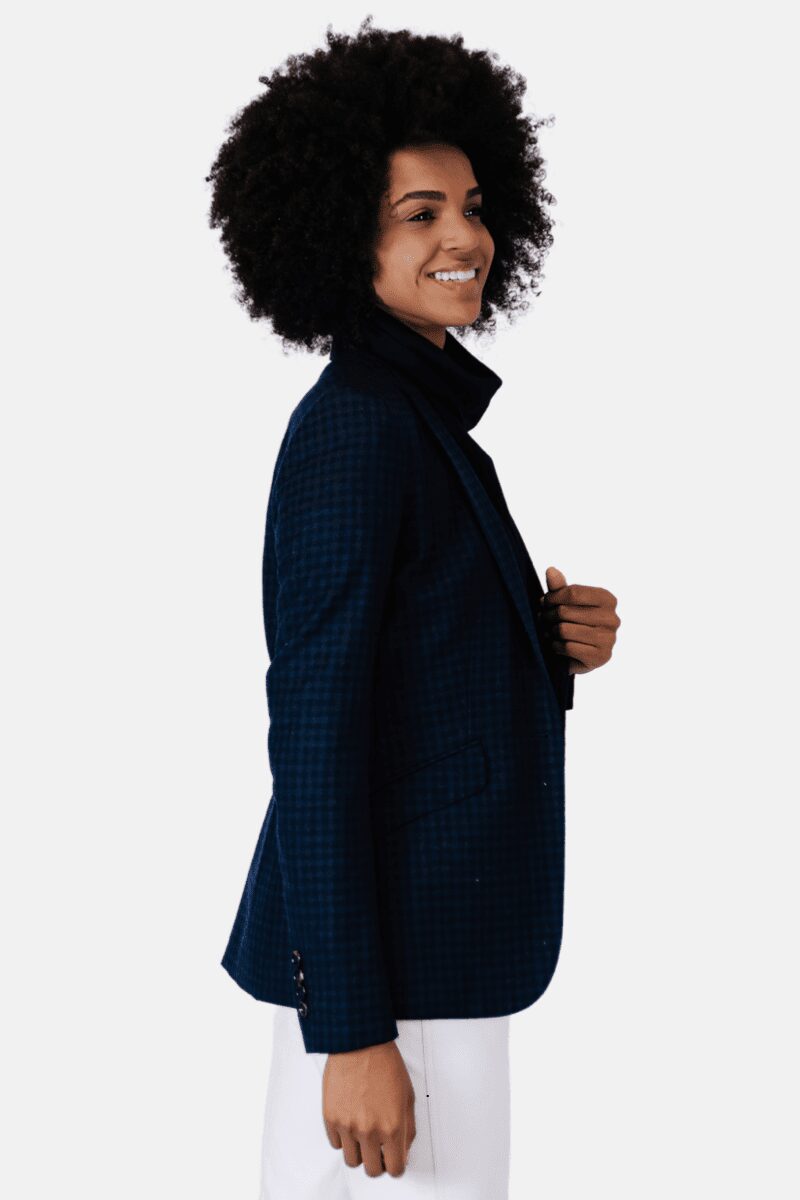 Blazer Feminino Massino Dutti Xadrez Azul Escuro - Imagem 4