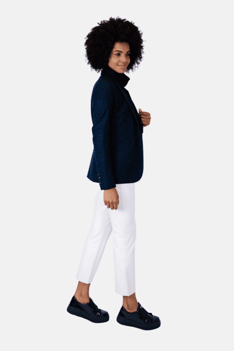 Blazer Feminino Massino Dutti Xadrez Azul Escuro - Imagem 5