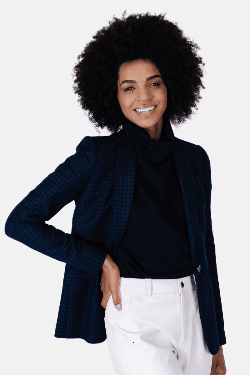 Blazer Feminino Massino Dutti Xadrez Azul Escuro - Imagem 7