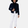 Casaqueto Feminino Zara azul marino detalhes prata na gola