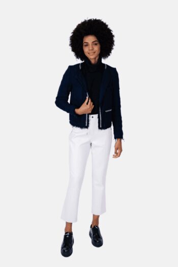 Casaqueto Feminino Zara azul marino detalhes prata na gola