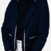 Casaqueto Feminino Zara azul marino detalhes prata na gola - Imagem 6