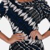 Vestido Kay Unger Tule Branco Preto e Azul - Imagem 2