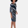 Vestido Kay Unger Tule Branco Preto e Azul - Imagem 6