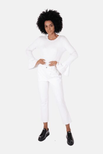 Blusa Canal Off-White Detalhe na Manga