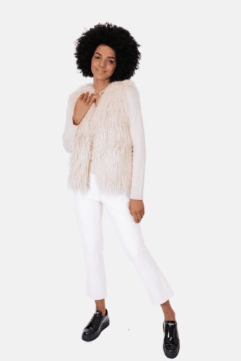 Colete Zara Girls Off- White Pelos