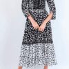Vestido Alfreda Poá Preto e Branco  Longo - Imagem 2