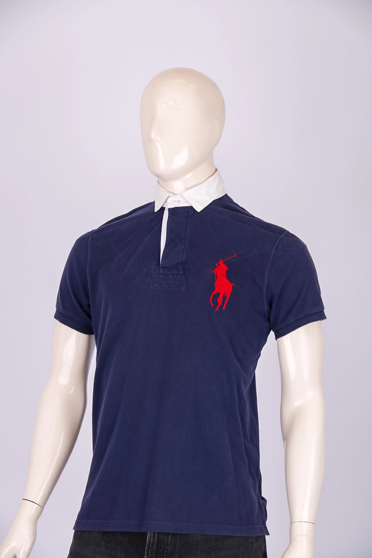 Camiseta Masculina Polo Ralph Lauren Azul Gola Branca M - Rehabita Brechó