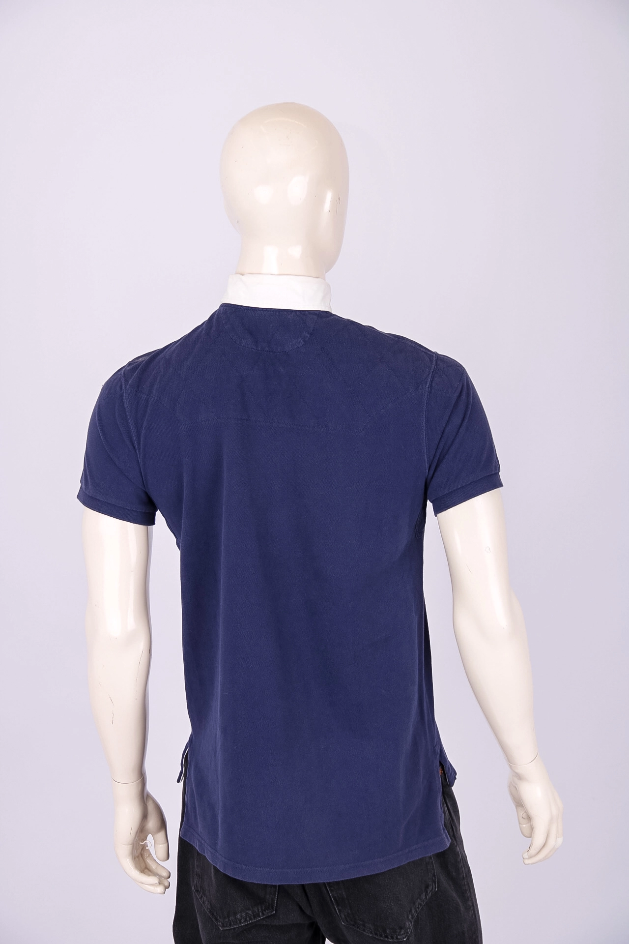 Camiseta Masculina Polo Ralph Lauren Azul Gola Branca M - Rehabita Brechó