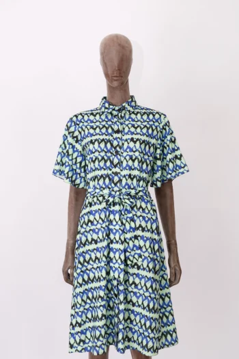 Vestido Mary Zaide Verde Estampado Azul 40
