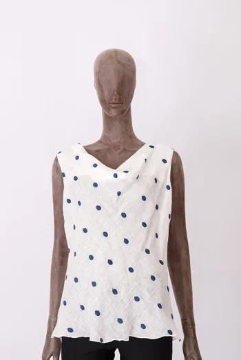 Regata Sartoria Saracena 100% Linho Branca e Azul e Branco P