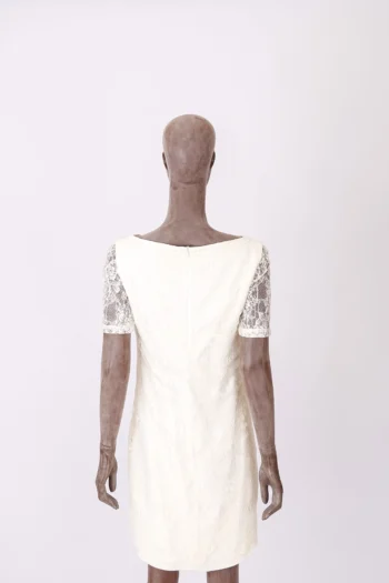 Alternative view of Vestido Emanuelle Junqueira Off White em Renda e Seda 38