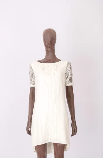 Vestido Emanuelle Junqueira Off White em Renda e Seda 38