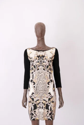 Vestido Just Cavalli Mangas 7/8 Estampado Preto M