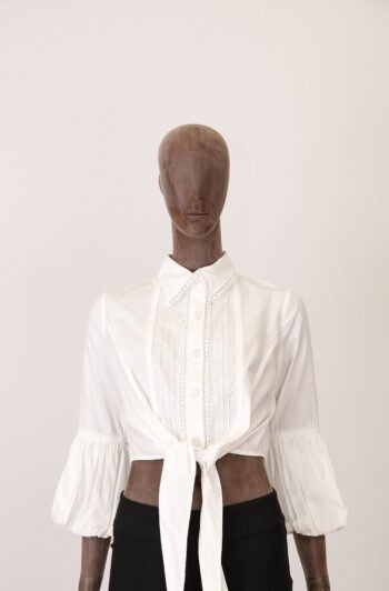 Camisa Skazi Curta com Amarração Branca P