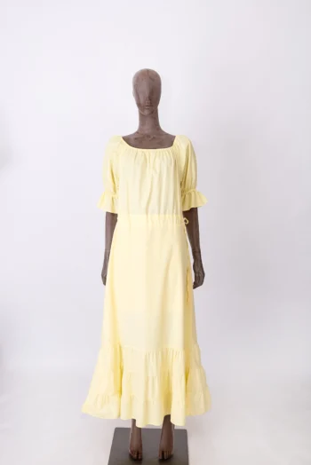 Vestido Sobella Manga Bufante Camadas Amarelo