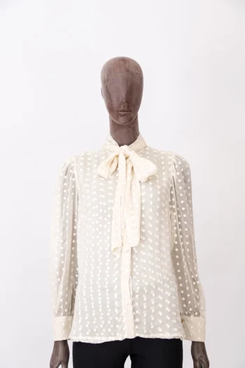Camisa Amissima Chiffon com Laço Poás Bege M