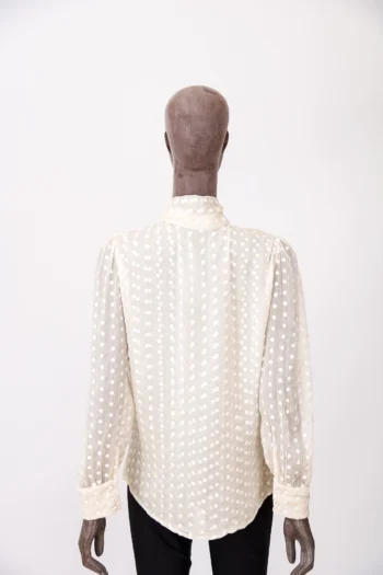 Alternative view of Camisa Amissima Chiffon com Laço Poás Bege M