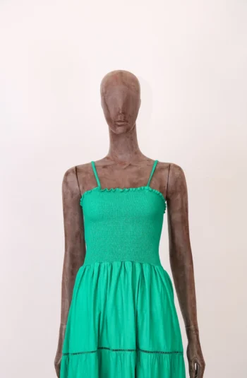 Alternative view of Vestido Alcance Midi em Algodão Bordado com Lastex Verde P