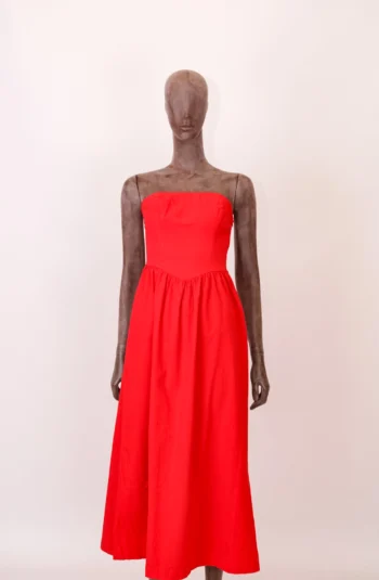 Vestido Giah Midi Sem Mangas Cós Drapeado Vermelho P