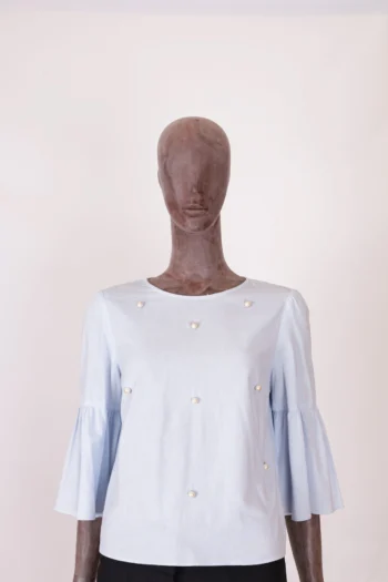 Blusa Zara Azul Com Perolas M