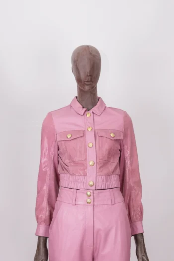 Jaqueta de Couro ByNV Botões Dourados Rosa PP