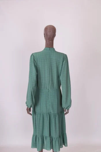 Alternative view of Vestido Midi Manga Longa com Laço no Pescoço Xadrez Verde 42