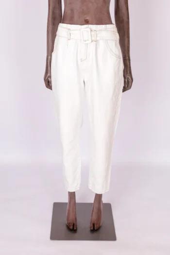 Calça Le Lis Blanc com Cinto em Sarja Off White 44