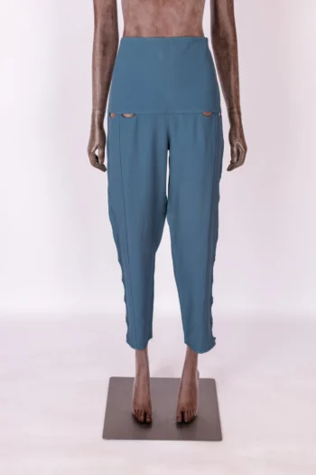 Calça Paula Raia Detalhes Vazados Azul 38