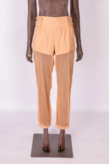 Calça Paula Raia Laranja com Detalhe Transparente 40