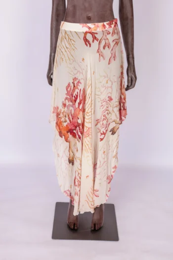 Saia Le Lis Blanc com Transparência Estampa Corais Off White 38
