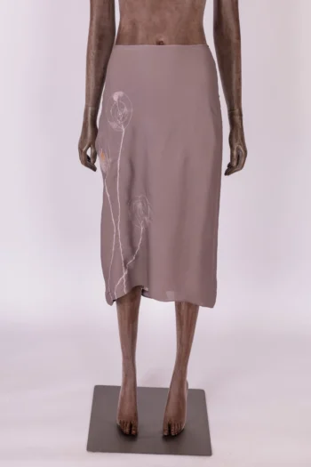 Saia Midi BCBG Vintage 100% Seda Roxa 38