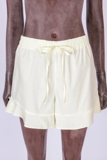 Shorts Susan Loeff Tricoline com Babados Amarela G