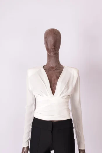 Blusa Bo.Bô Manga Longa com Ombreiras Off White 34