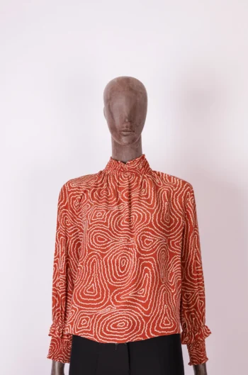 Blusa Cruise 100% Seda Coral e Branca P