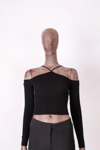Blusa Zara Manga Longa Recorte Ombros Preta P