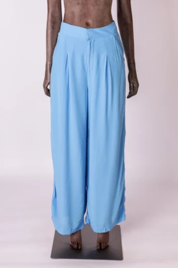 Calça Crepe Reta Cantão Azul Mergulho 38