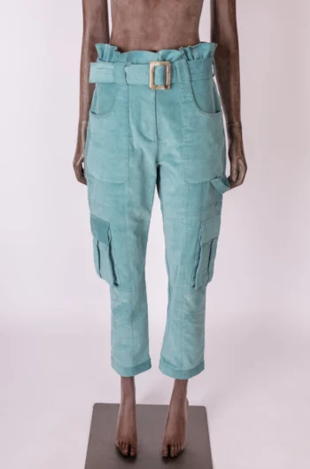 Calça Framed Em Cotelê Azul Ciano 40