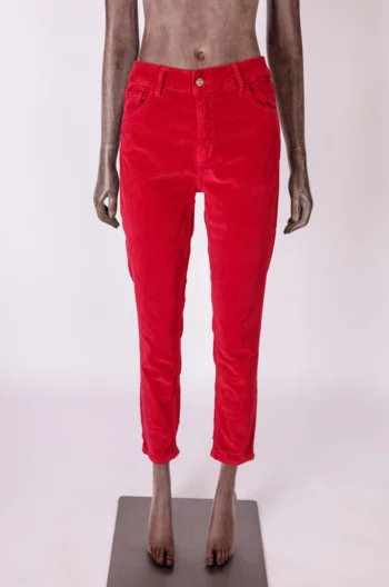 Calça Mixed em Veludo Cotelê Vermelho 38