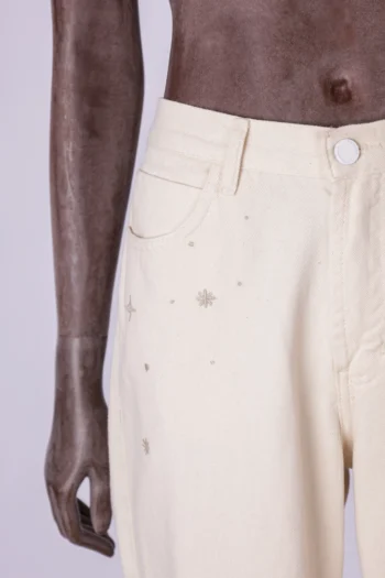 Alternative view of Calça Sarja Cantão Bege com Bordados Off- White 38