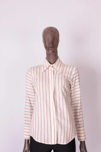 Camisa Algodão Missinclof Listrada Vermelha e Branca P