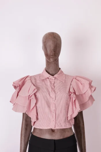 Camisa Cropped Carol Bassi Listrada Babados P