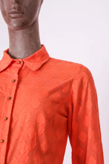 Alternative view of Camisa VIX Acinturada Flores Maquinetadas Laranja P