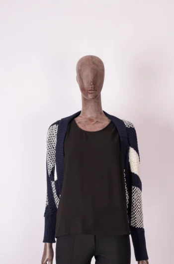 Cardigã BobStore Azul Marinho e Branco P