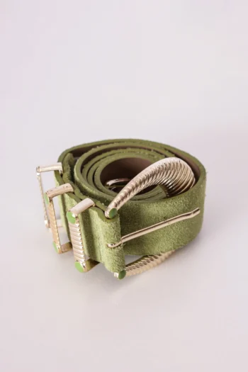 Cinto em Suede Verde Lima com Dourado P