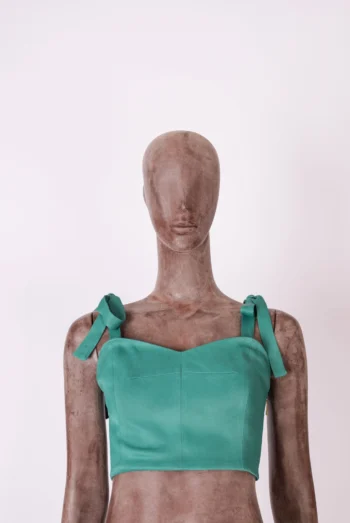 Cropped ByNV Acetinado Alças Removíveis Verde P